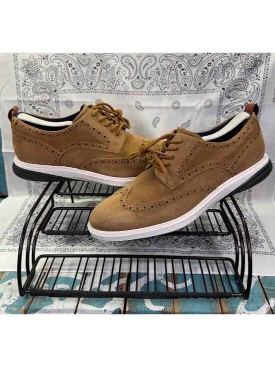 Cole Haan GrandEvolution Shortwing Wingtip Shoes Brown Suede Mens Size 9.5M EUC